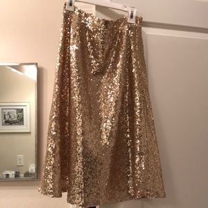Gold sequin midi skirt